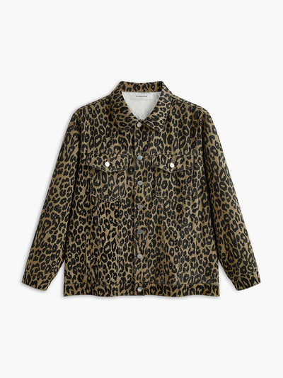 Leopar Desenli Düğmeli Blazer