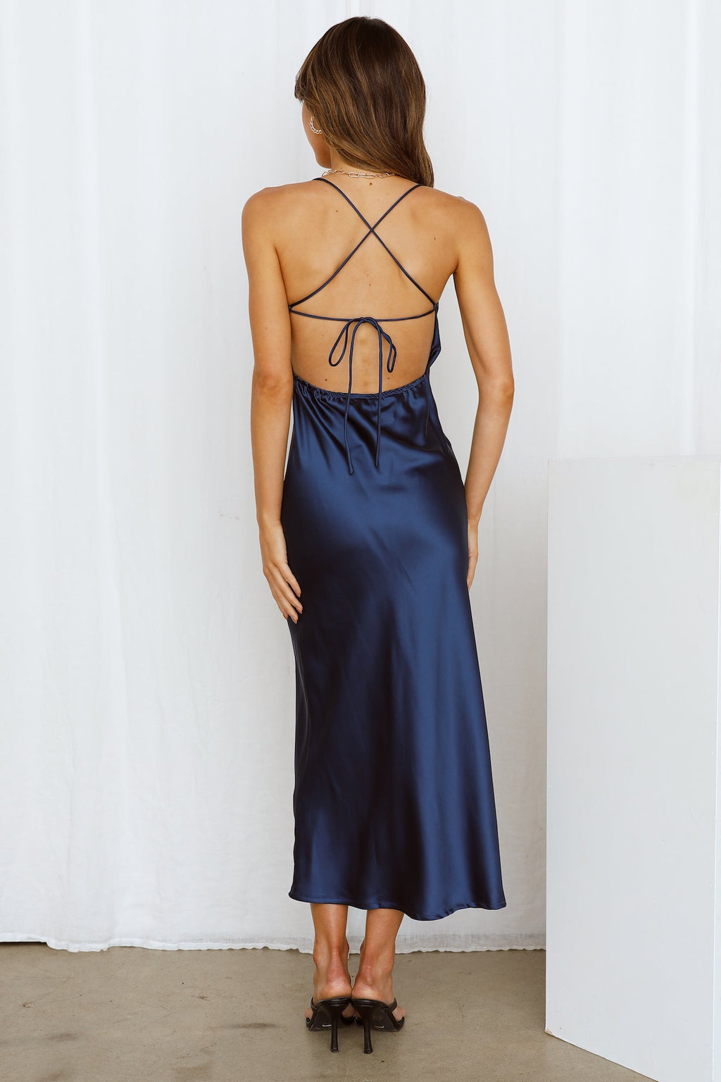 Anouk Saten Midi Elbise — Barzello