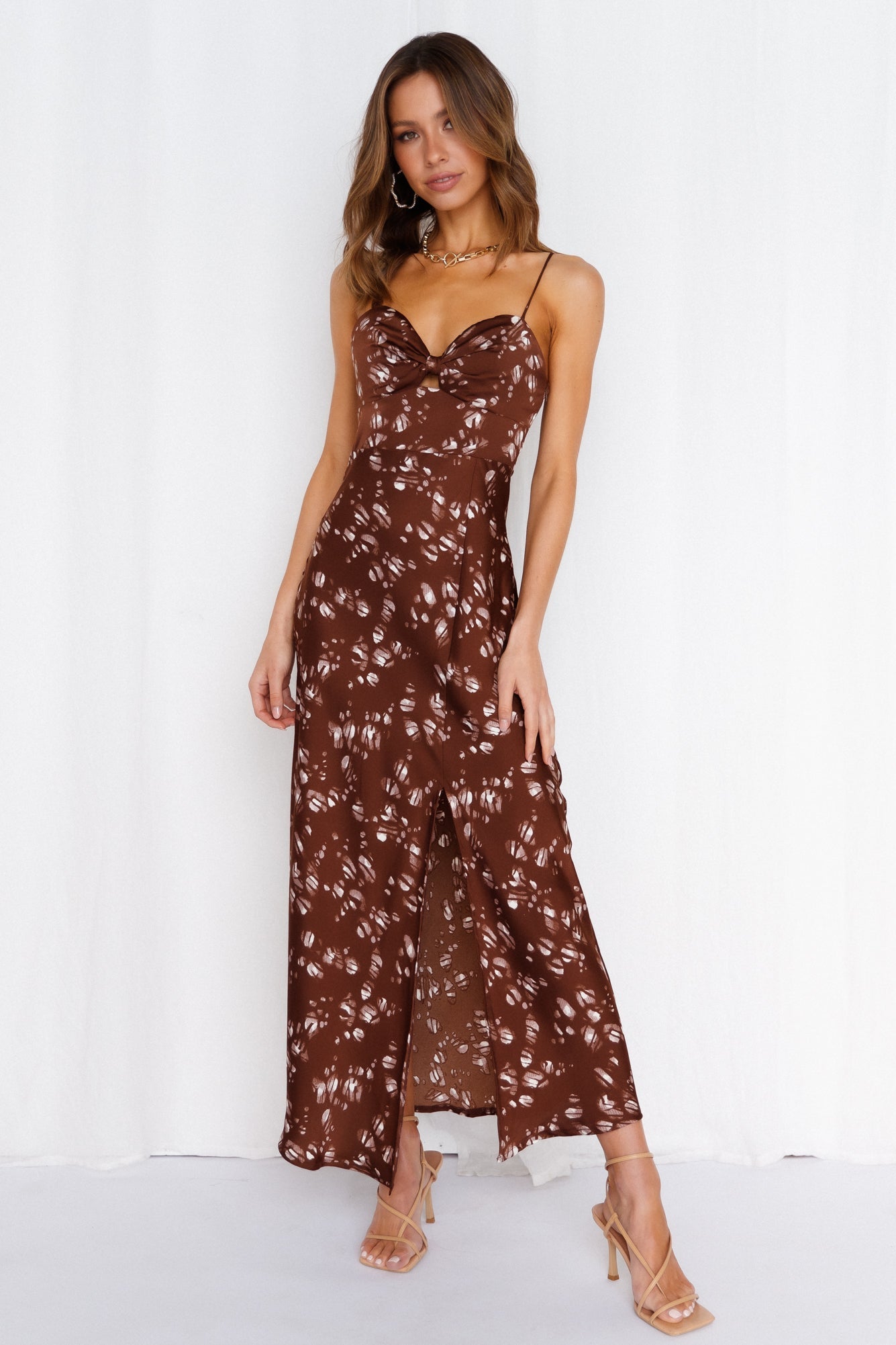 Bianca Saten Midi Elbise — Barzello