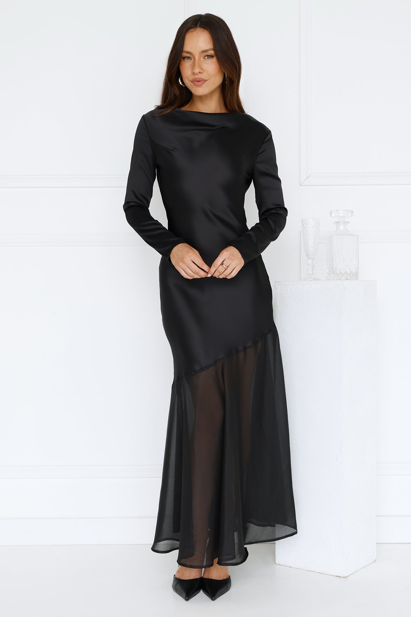 Bijou Saten Maksi Elbise — Barzello