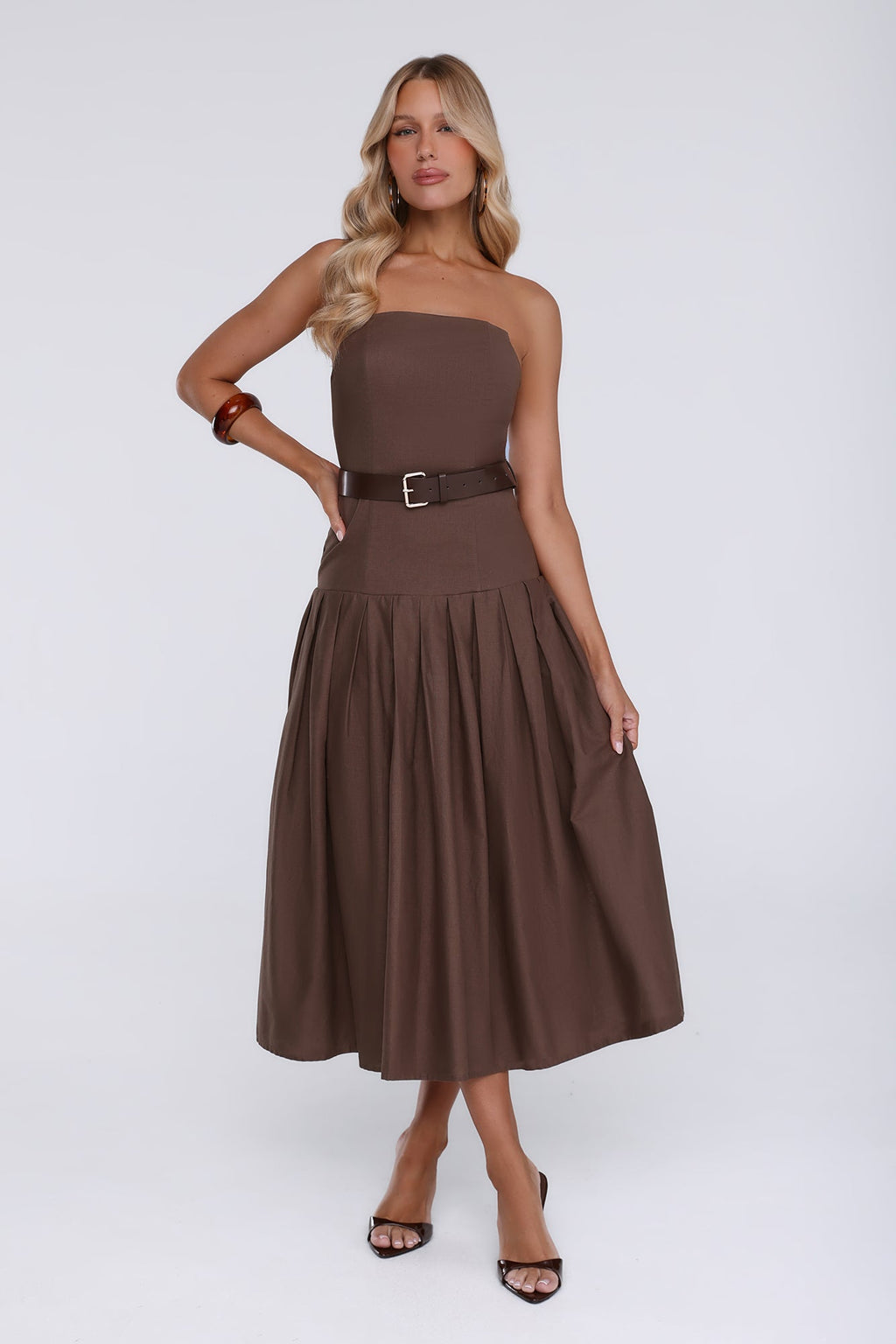 Bijou Straplez Midi Elbise — Barzello