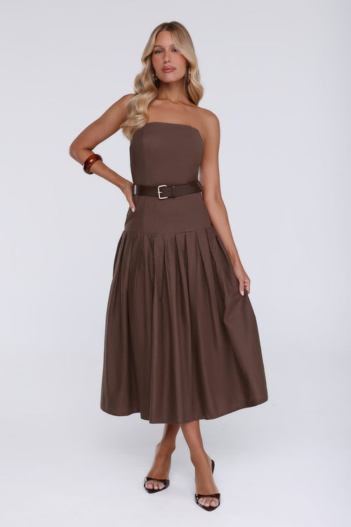 Bijou Straplez Midi Elbise — Barzello