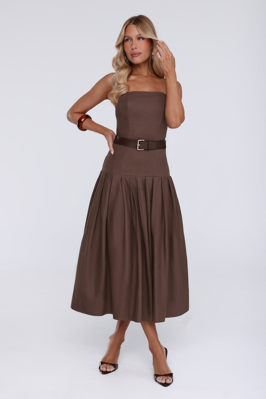 Bijou Straplez Midi Elbise — Barzello