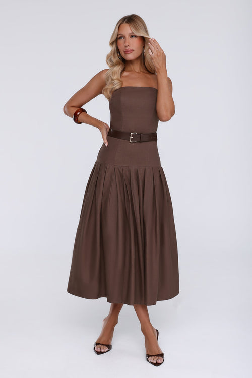 Bijou Straplez Midi Elbise — Barzello