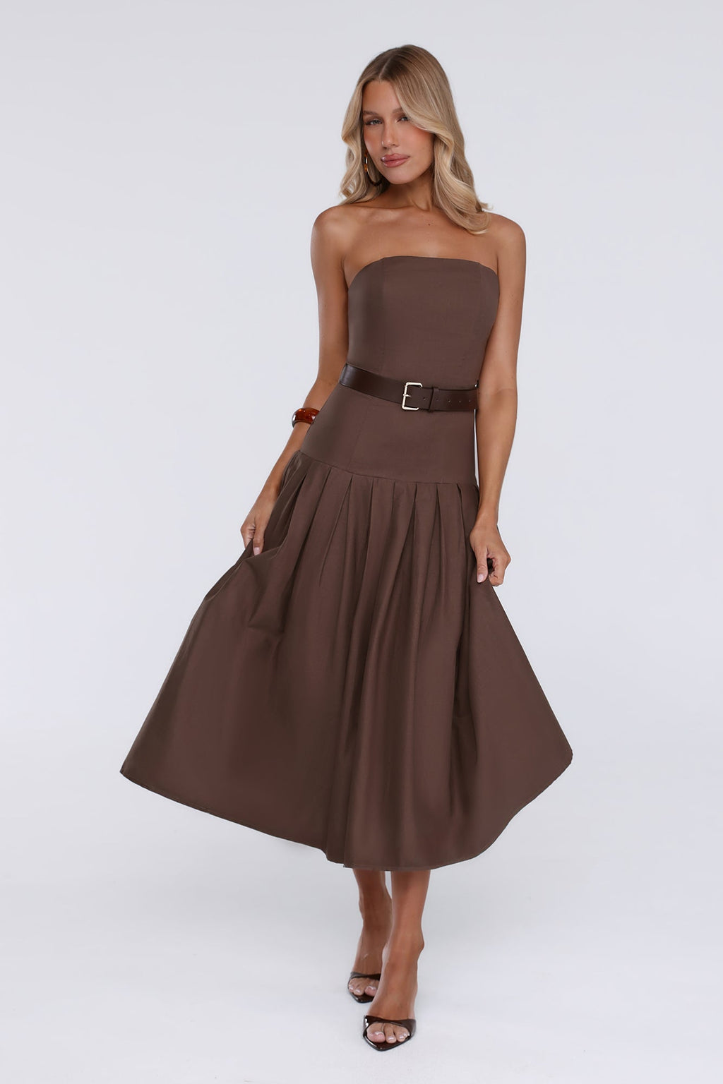 Bijou Straplez Midi Elbise — Barzello