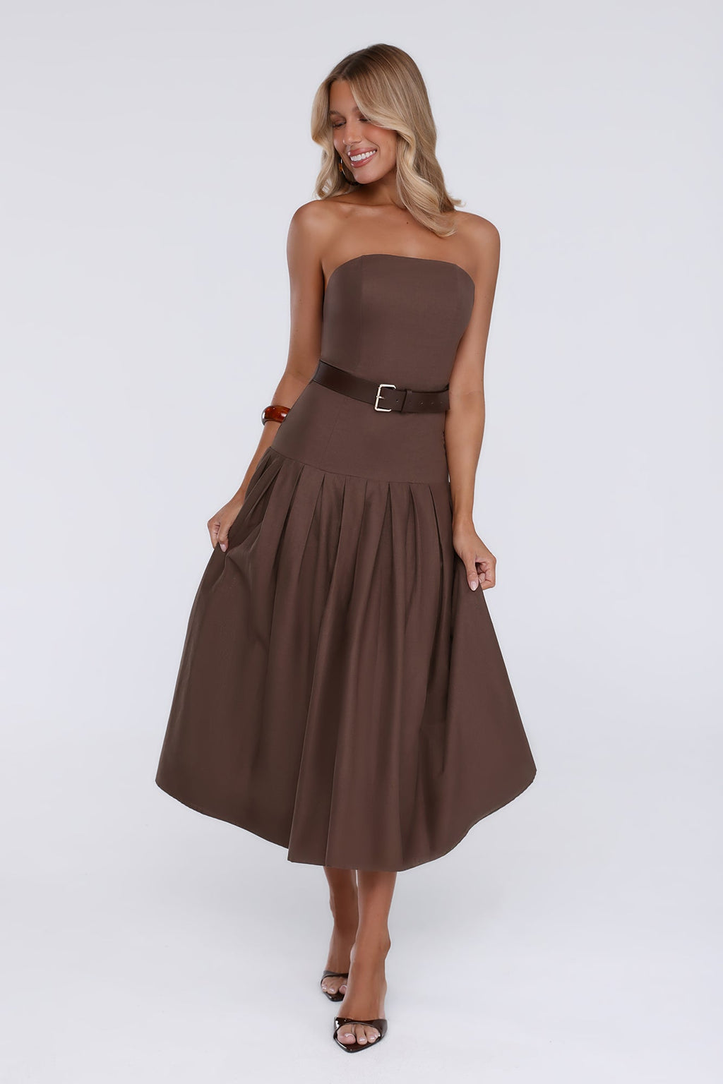 Bijou Straplez Midi Elbise — Barzello