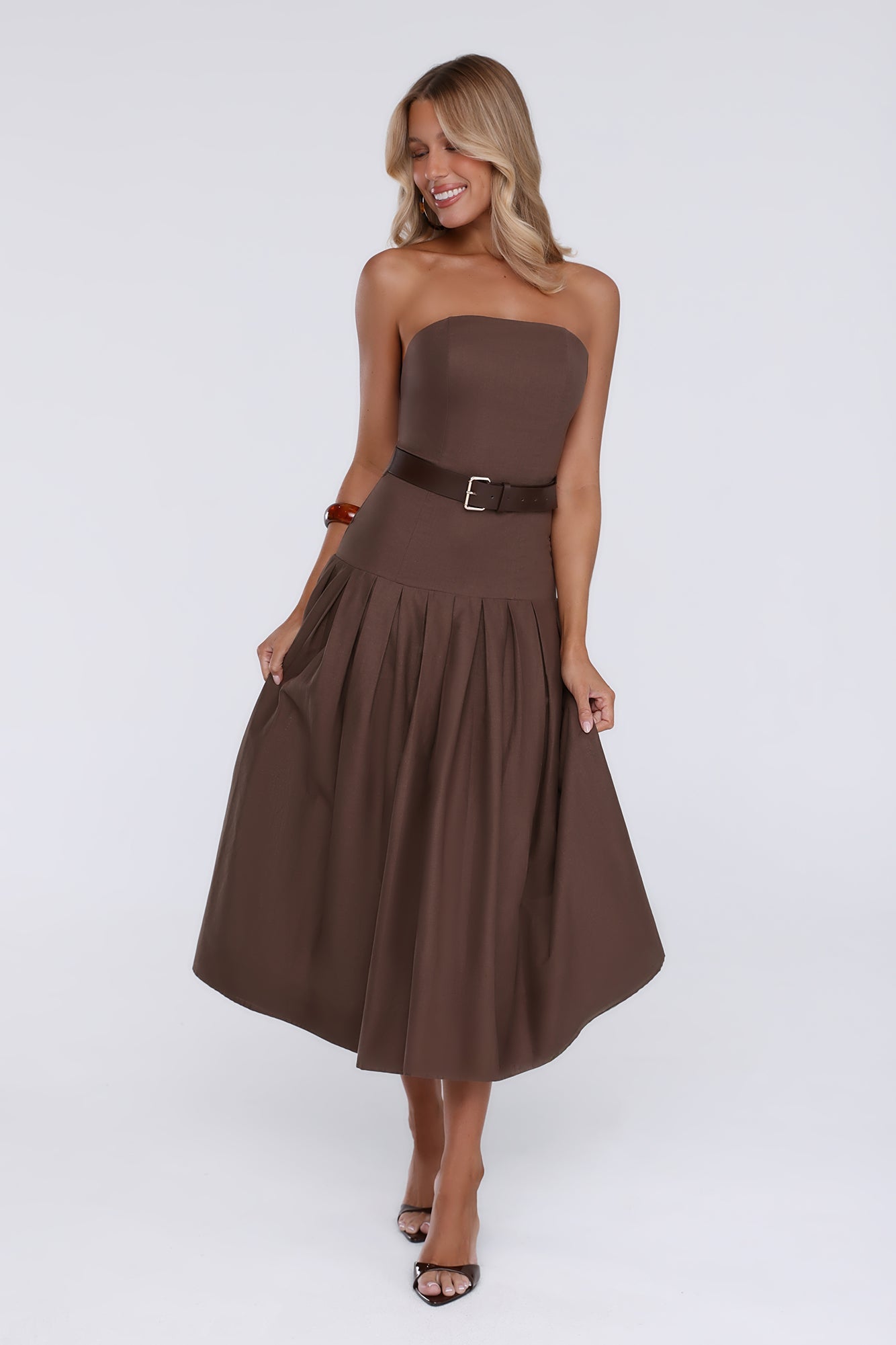 Bijou Straplez Midi Elbise — Barzello
