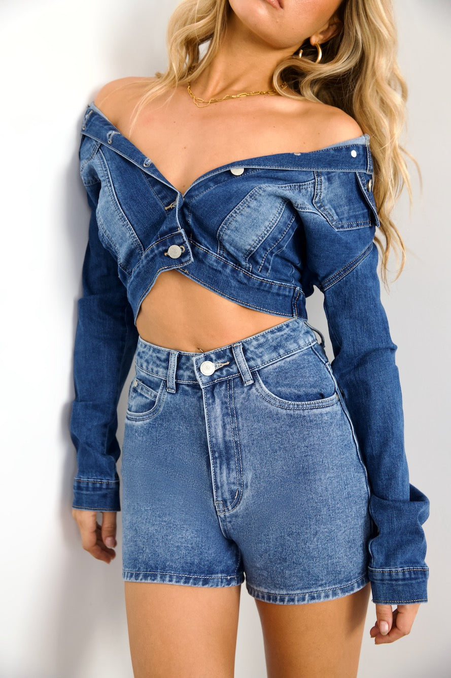 Emeraude Denim Ceket — Barzello