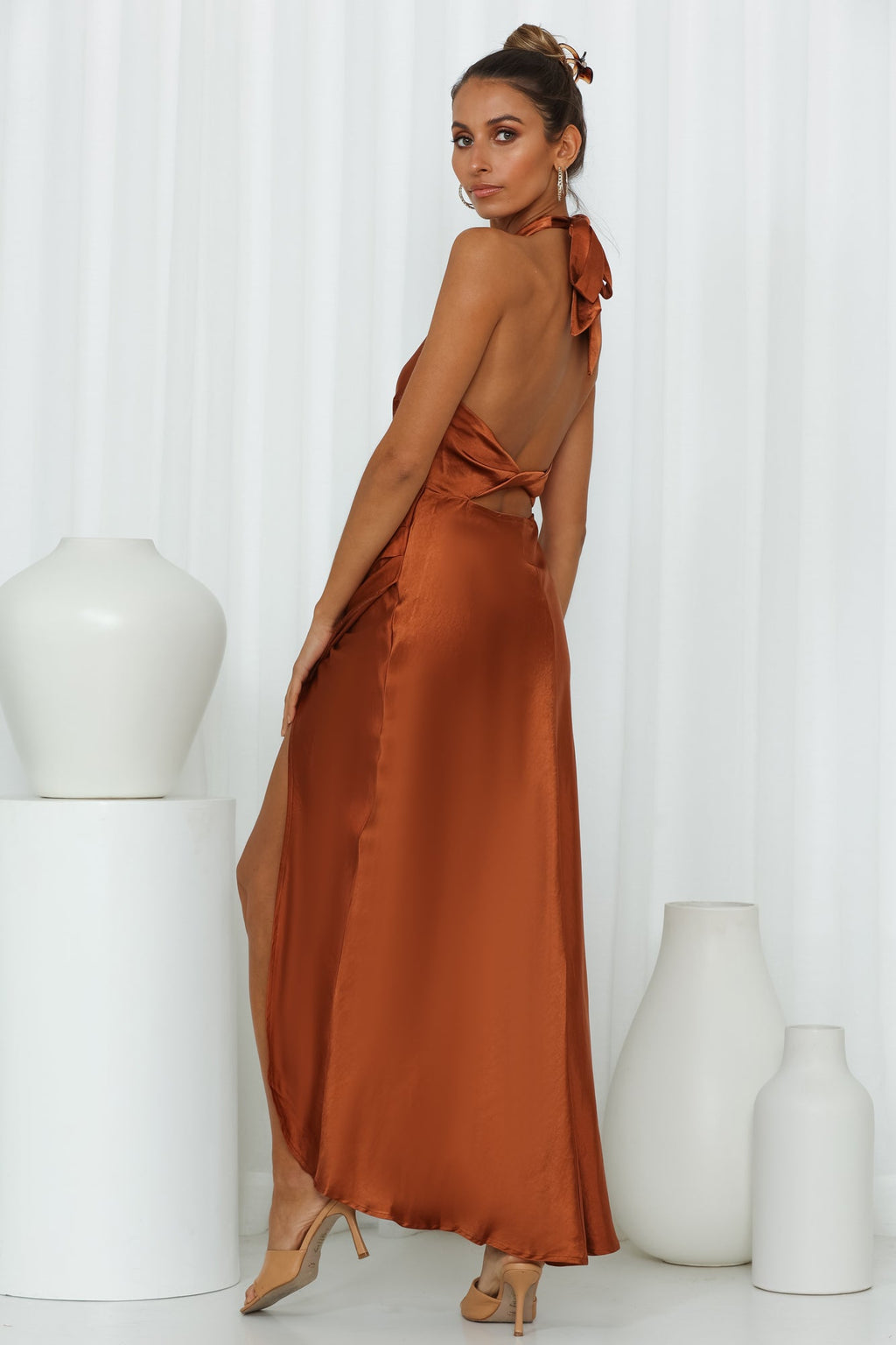 Felicia Saten Midi Elbise — Barzello