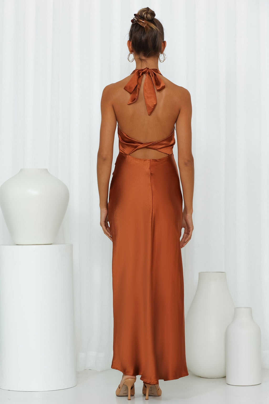 Felicia Saten Midi Elbise — Barzello
