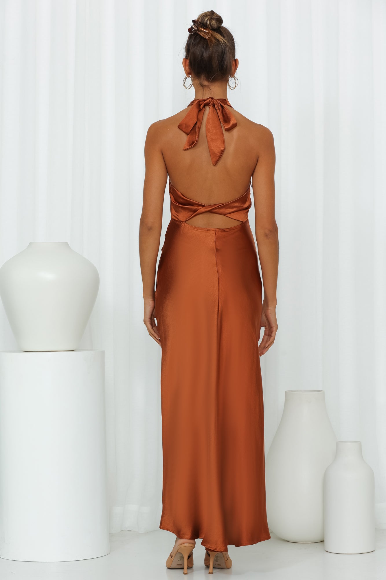 Felicia Saten Midi Elbise — Barzello