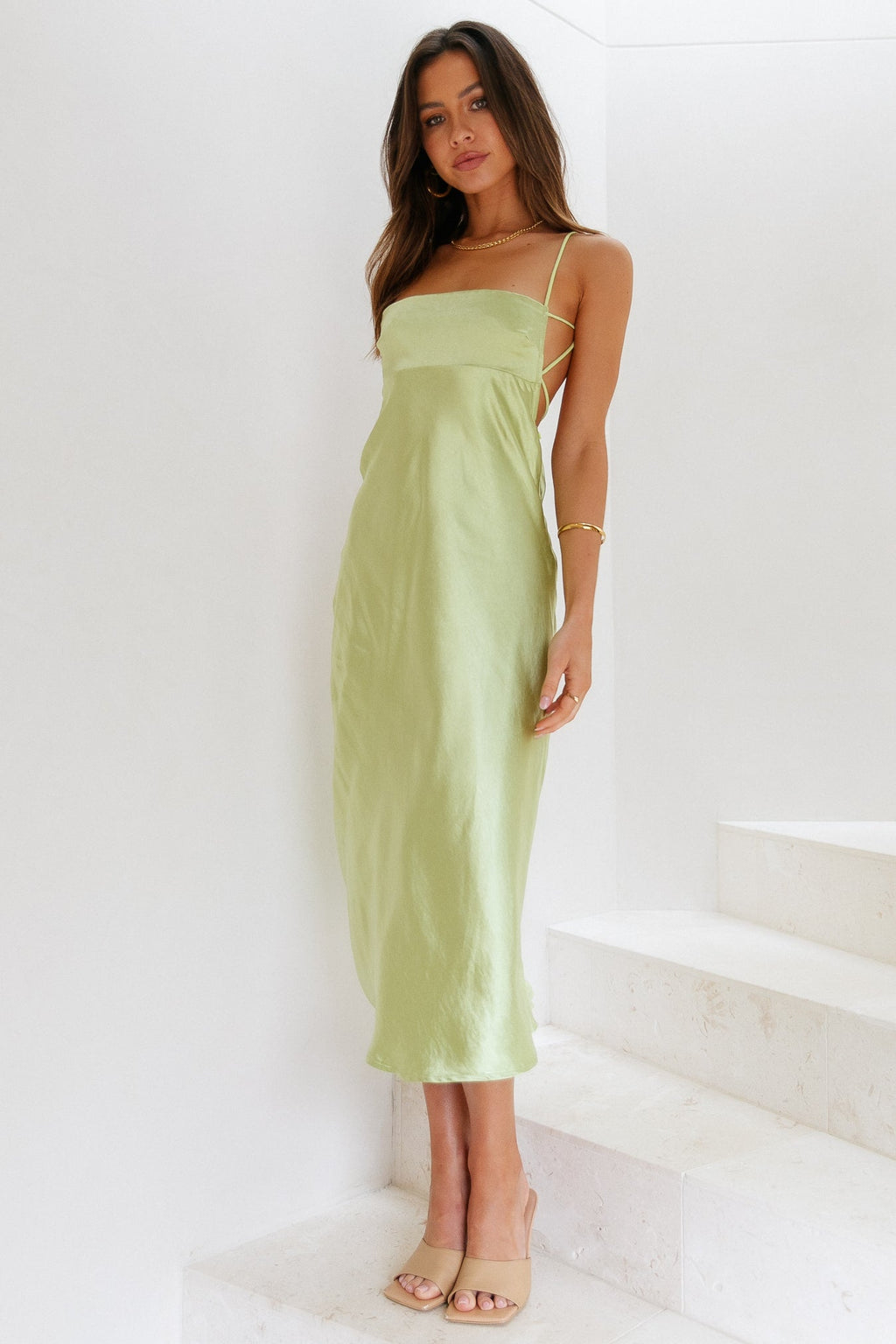 Giselle Saten Midi Elbise — Barzello