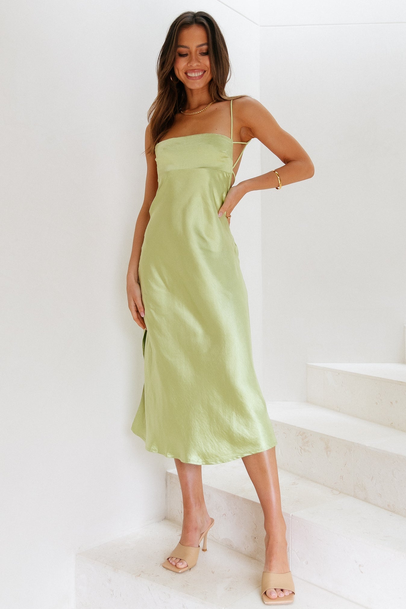 Giselle Saten Midi Elbise — Barzello
