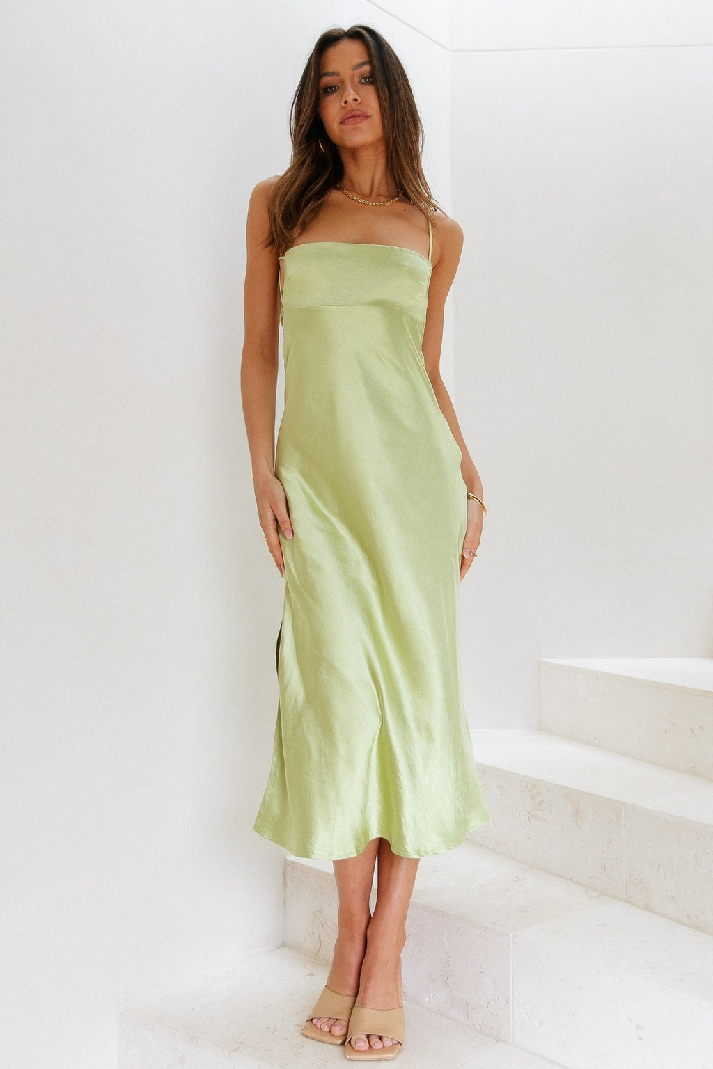 Giselle Saten Midi Elbise — Barzello