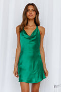 Grazia Halter Saten Elbise — Barzello