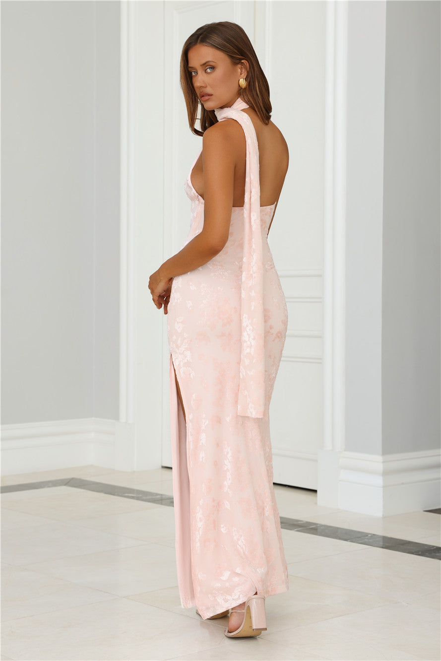 Halter Kadife Maksi Elbise — Barzello