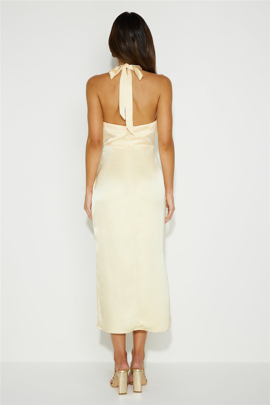 Halter Saten Midi Elbise — Barzello