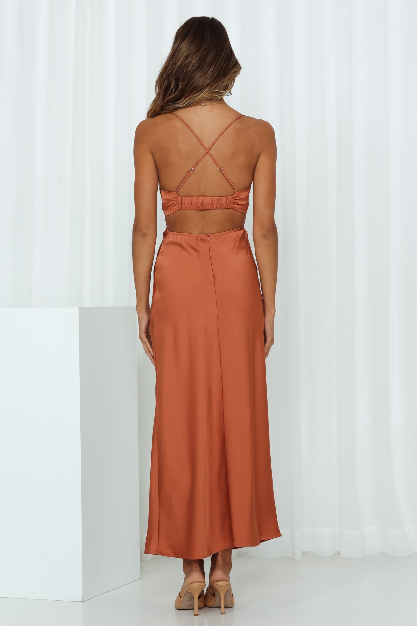 Ilaria Saten Midi Elbise — Barzello