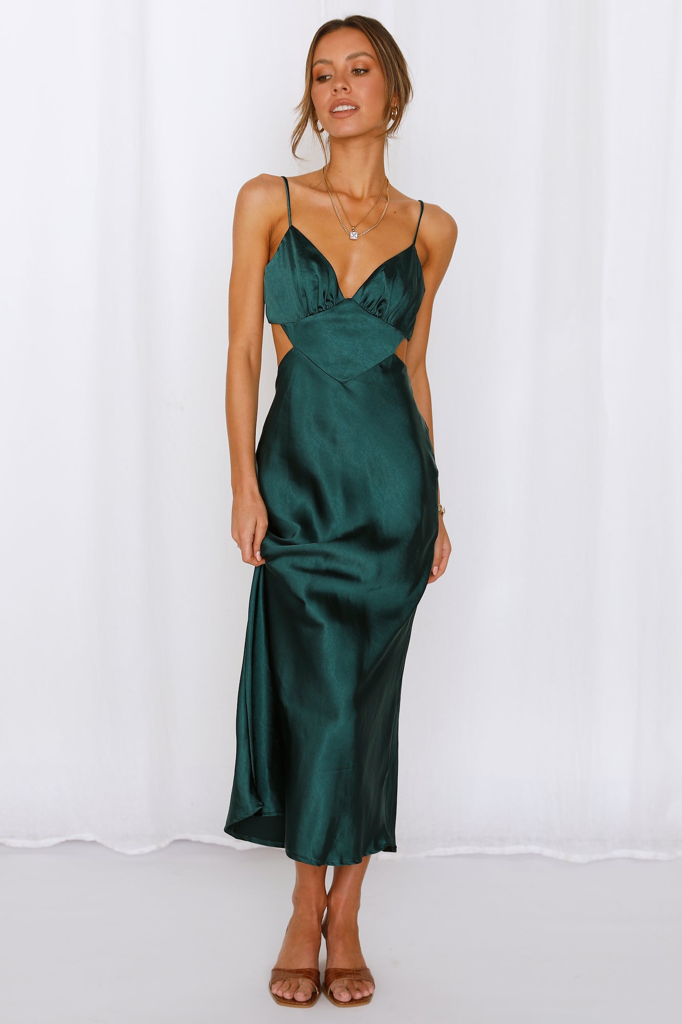 Oriana Saten Midi Elbise — Barzello