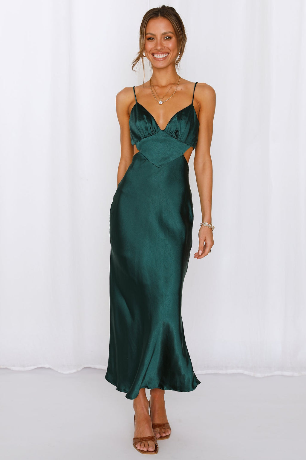 Oriana Saten Midi Elbise — Barzello