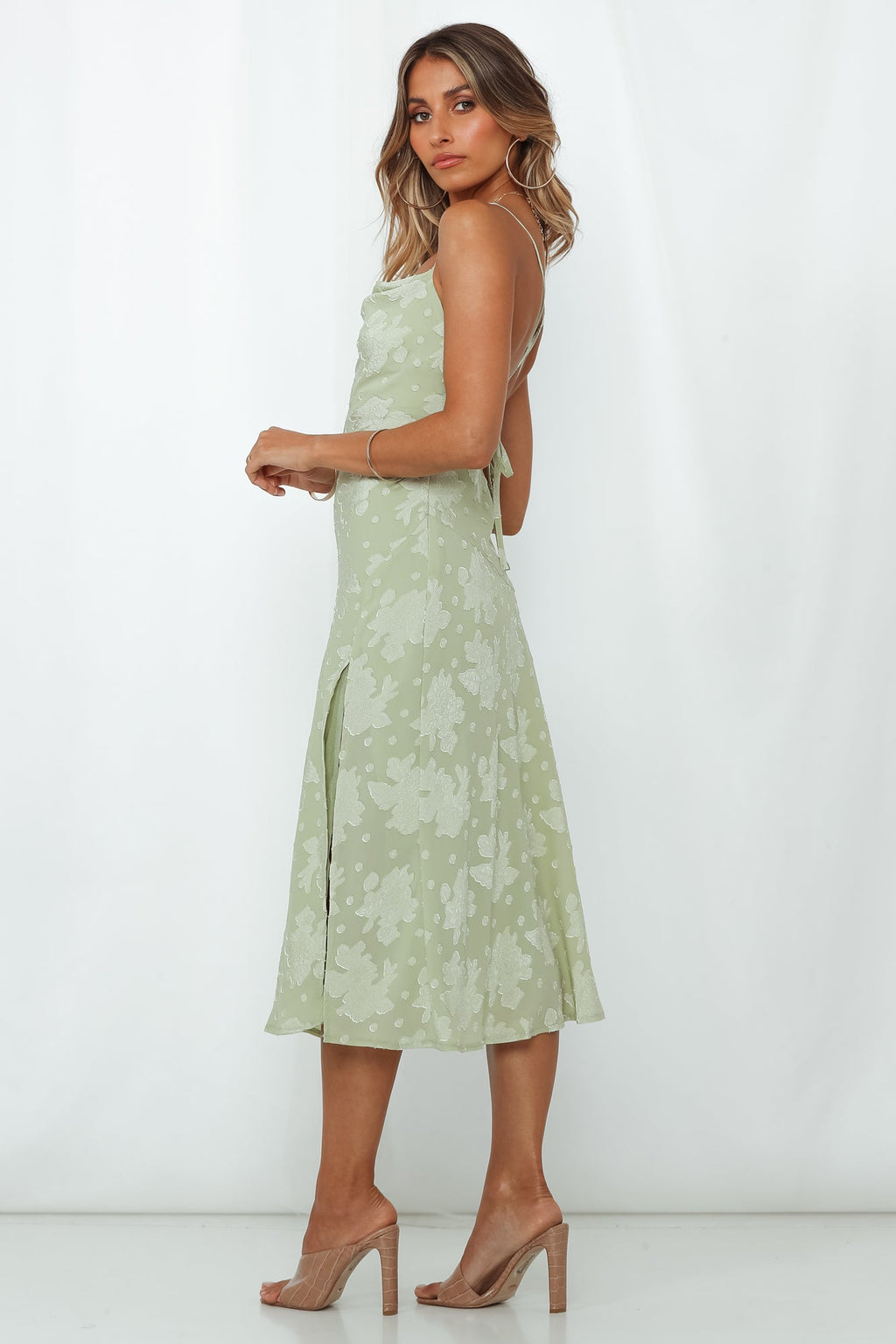 Prisma Saten Midi Elbise — Barzello