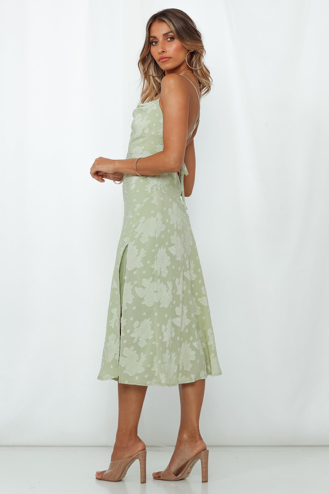 Prisma Saten Midi Elbise — Barzello