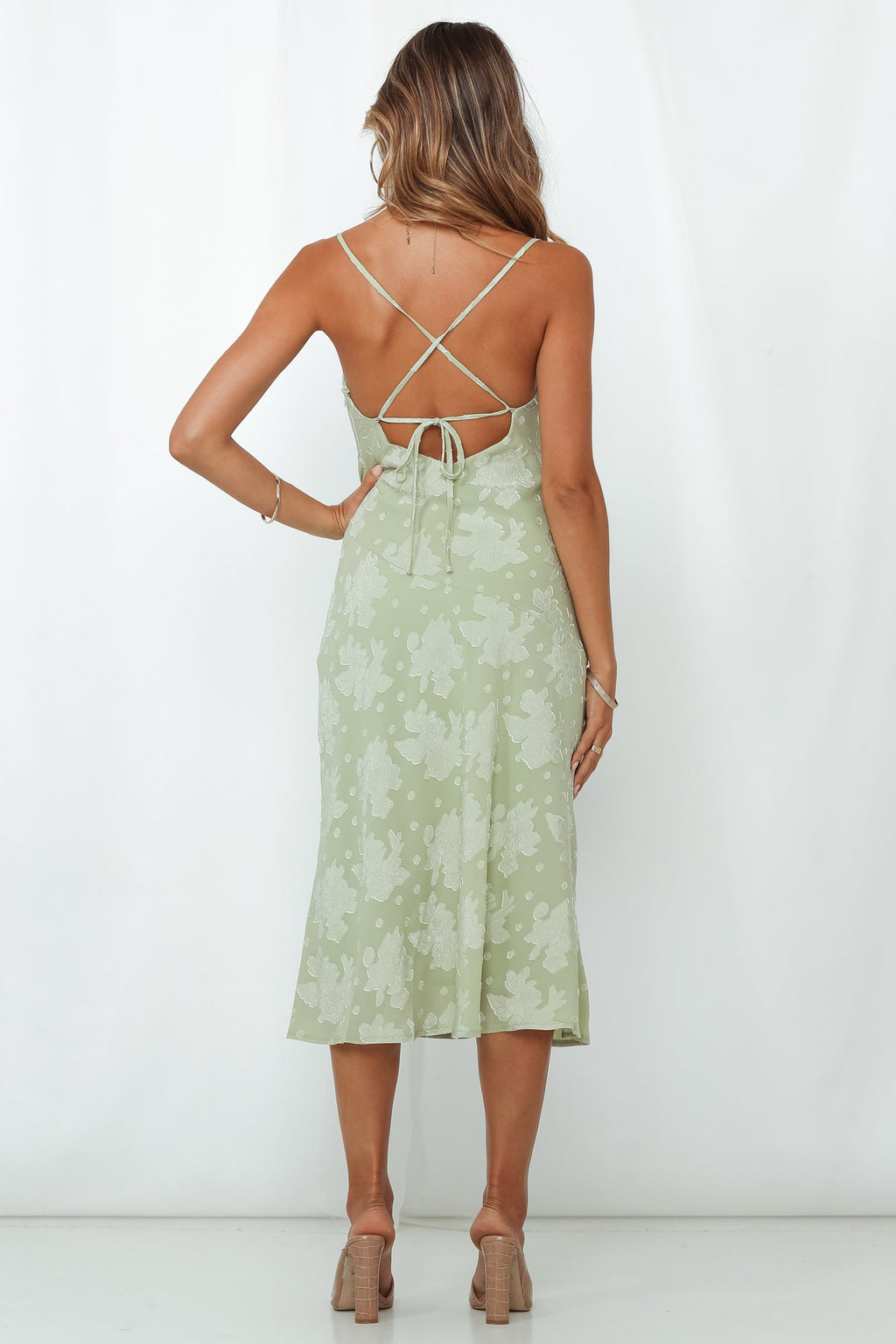 Prisma Saten Midi Elbise — Barzello