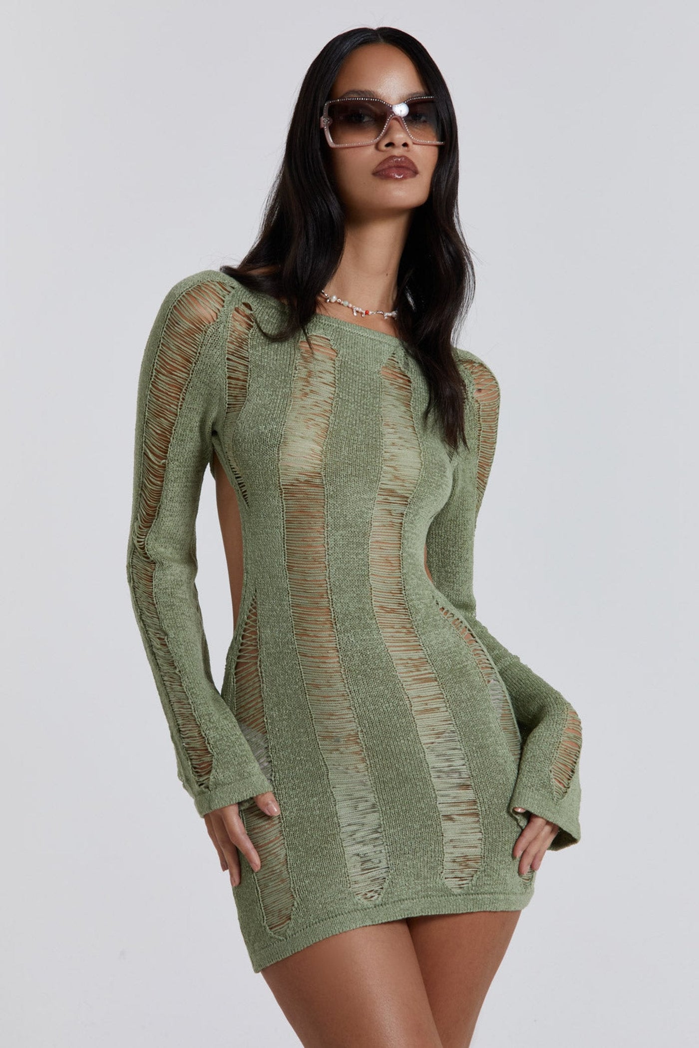 Barzello® - KHAKI UMBRA MINI DRESS