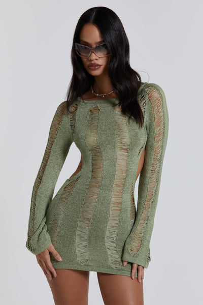 Barzello® - KHAKI UMBRA MINI DRESS