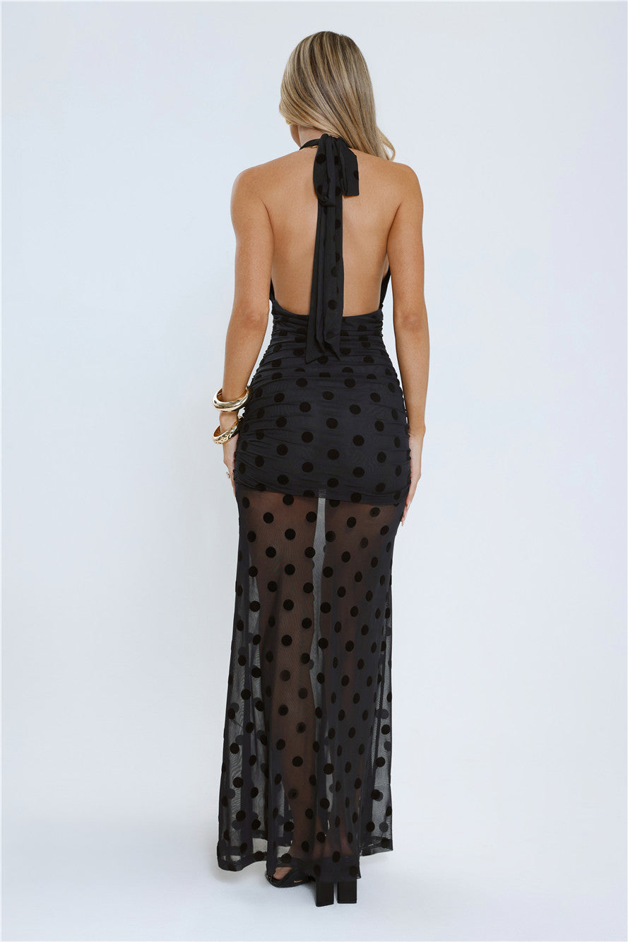 Tulipe Kadife Maksi Elbise — Barzello