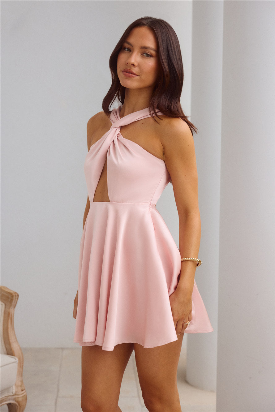 Tulipe Saten Mini Elbise — Barzello