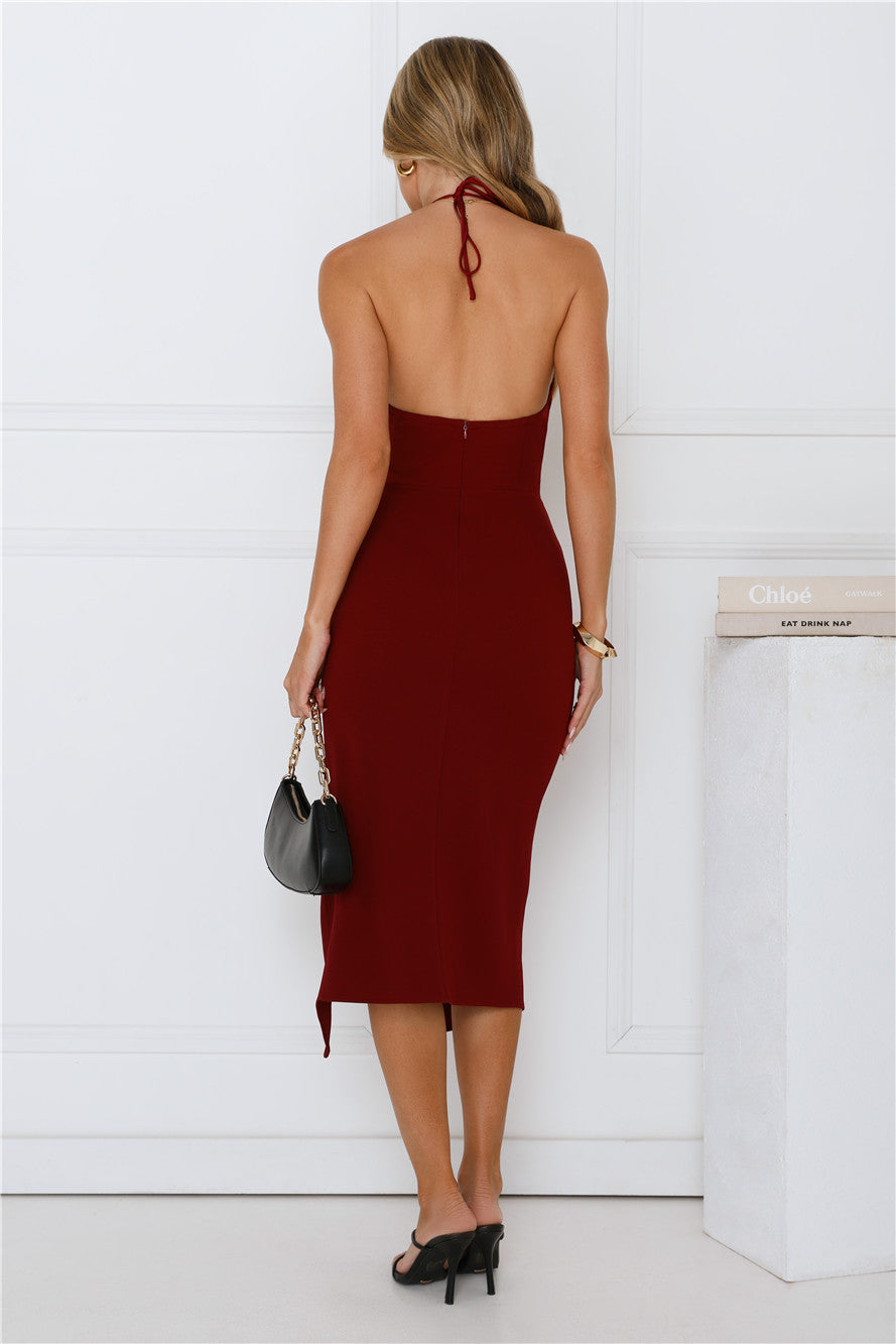 Ultima Halter Midi Elbise — Barzello