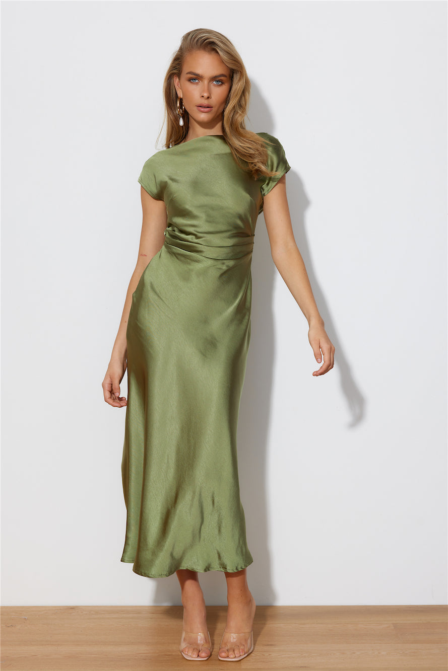 Wren Saten Midi Elbise — Barzello