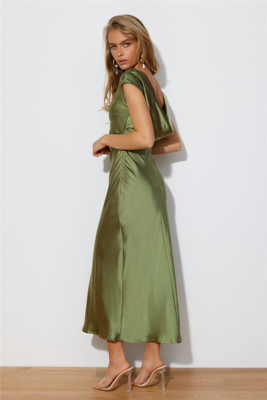 Wren Saten Midi Elbise — Barzello
