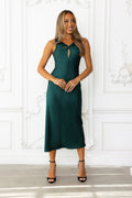 Xanthe Saten Midi Elbise — Barzello