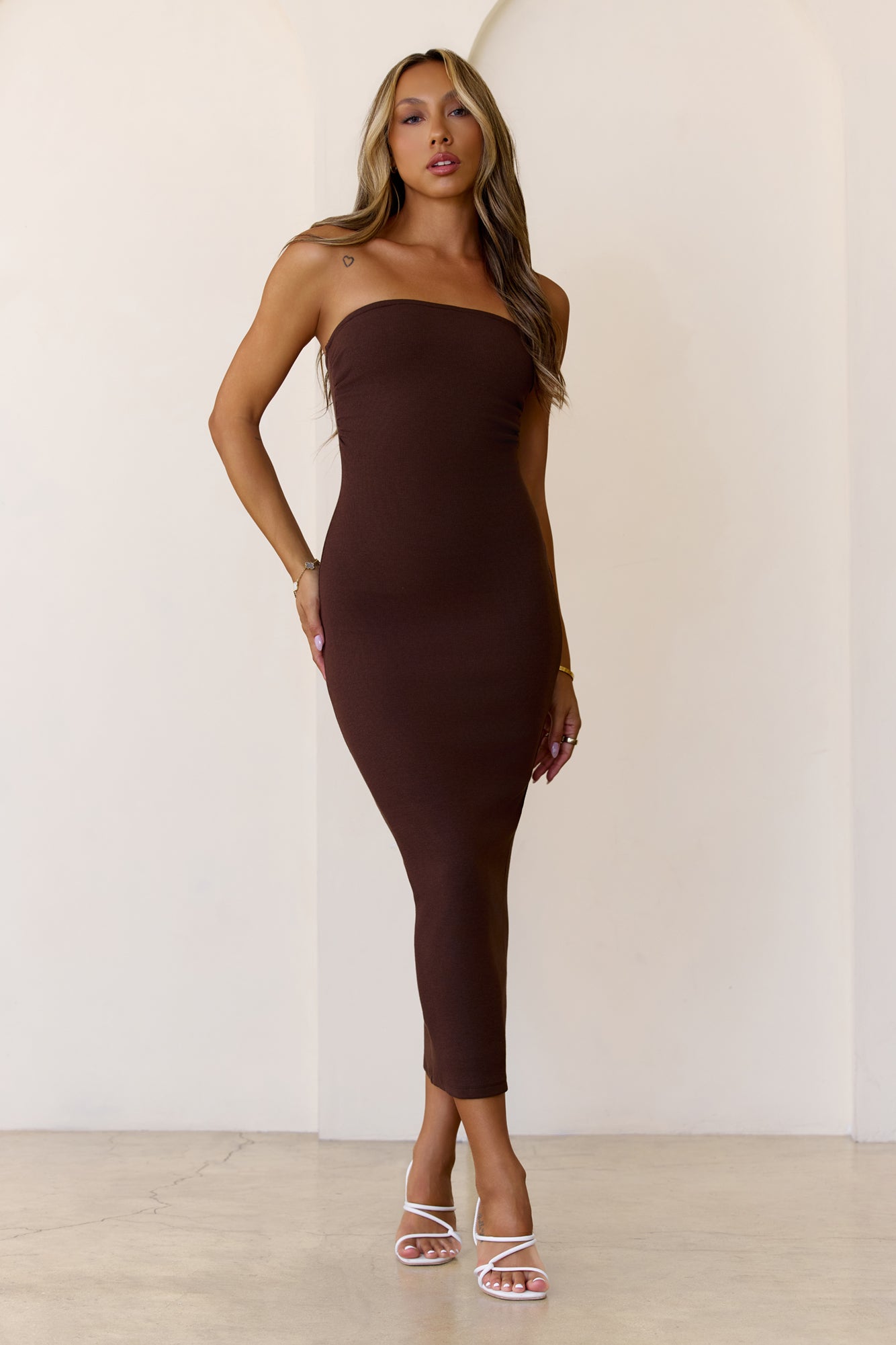 Zaira Straplez Midi Elbise — Barzello