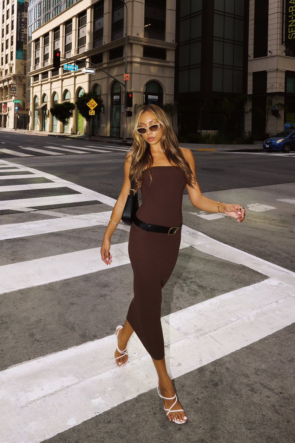 Zaira Straplez Midi Elbise — Barzello