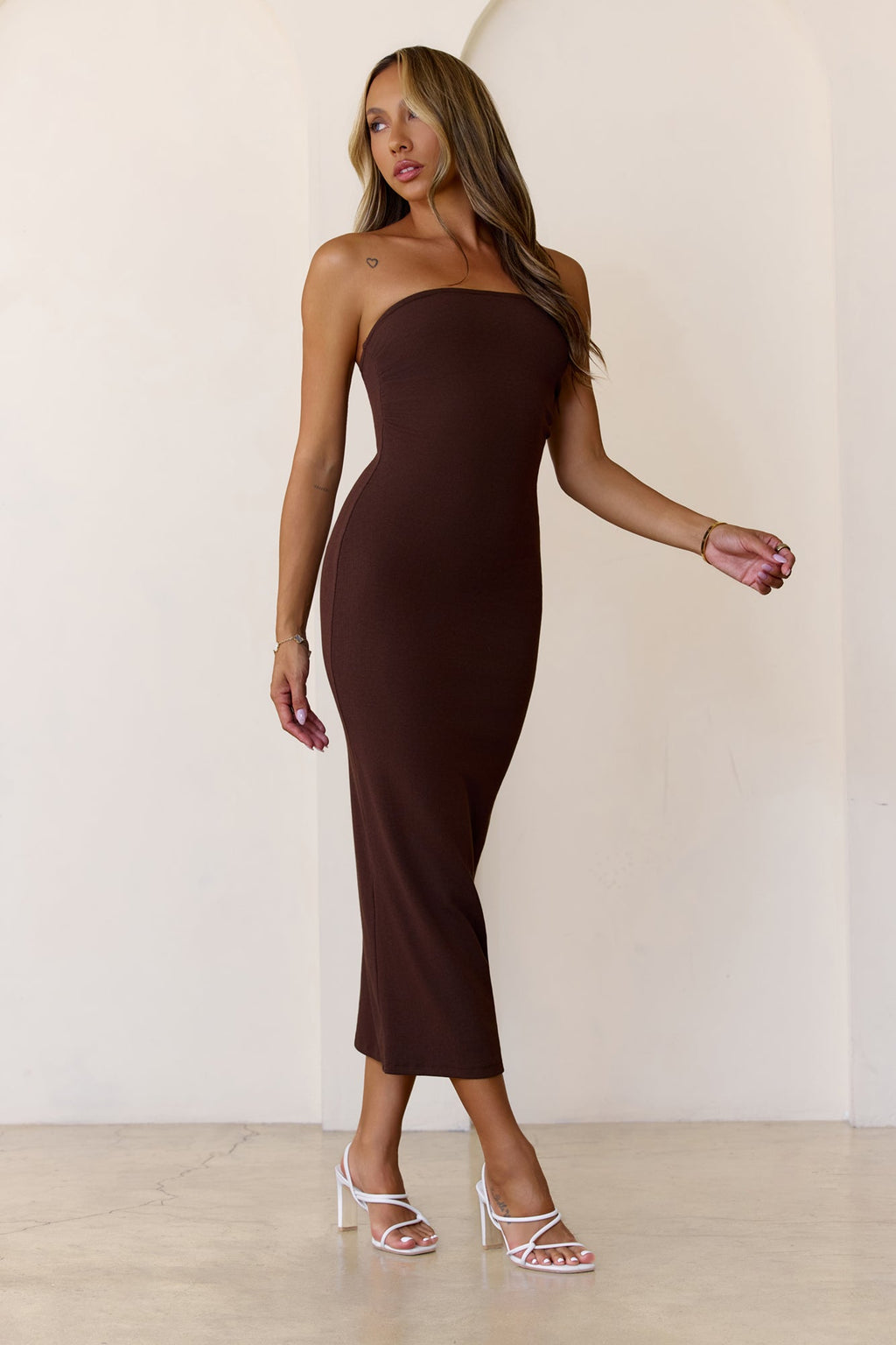 Zaira Straplez Midi Elbise — Barzello